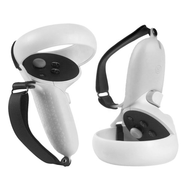 Силиконовые чехлы для ручек контроллеров Oculus Quest 2 с ремешками, белые (2 шт)
