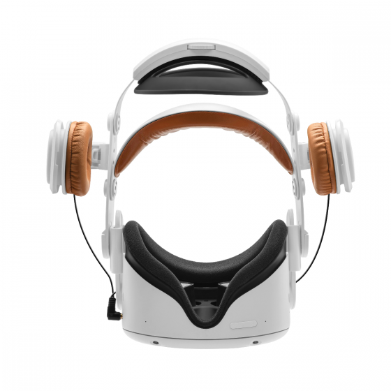 Крепление Deluxe Audio Strap BTX для Oculus Quest 2 – улучшенное качество звука и комфорт (белое)