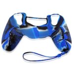 Силиконовый чехол для геймпада PS4 Dualshock 4 (голубой, со шнурком)